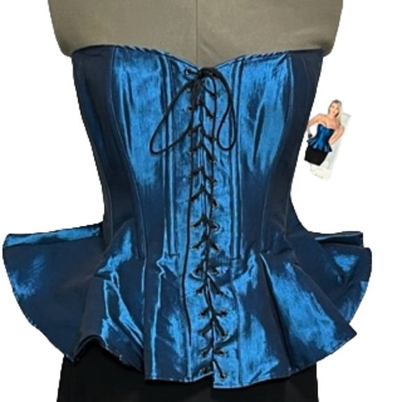 TESA CLASSIC By Escanté Jewel Tone Sapphire Blue Corset/Bustier With Peplum NWT - Picture 6 of 15
